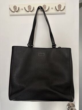 Dagne Dover Black Pebbled Leather Tote